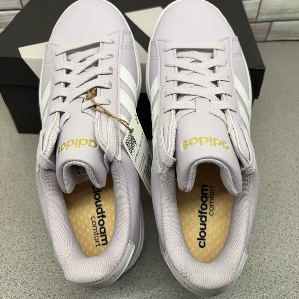 New Adidas Vl Court 2.0 Cloudfoam comfort Purple /White size 8 Women’s - Picture 8 of 9
